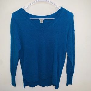 Halogen	Blue 100% Cashmere V-Neck Sweater, Size S